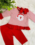 Girls Santa Stripe Outfit Set Christmas