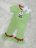 Girls Santa Stripe Romper Christmas