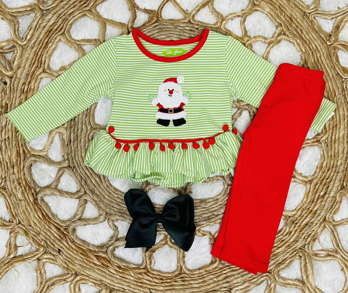 Girls Santa Striped Outfit set Christmas