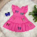 Girls Sequin Butterfly Ruffle Dress