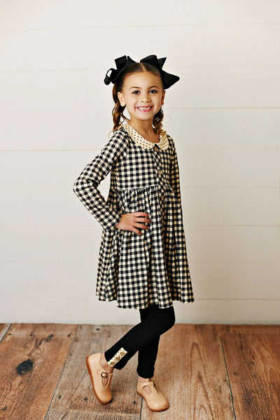 Girl's Serendipity Brand Black Flannel Set - Mini Mee Boutique