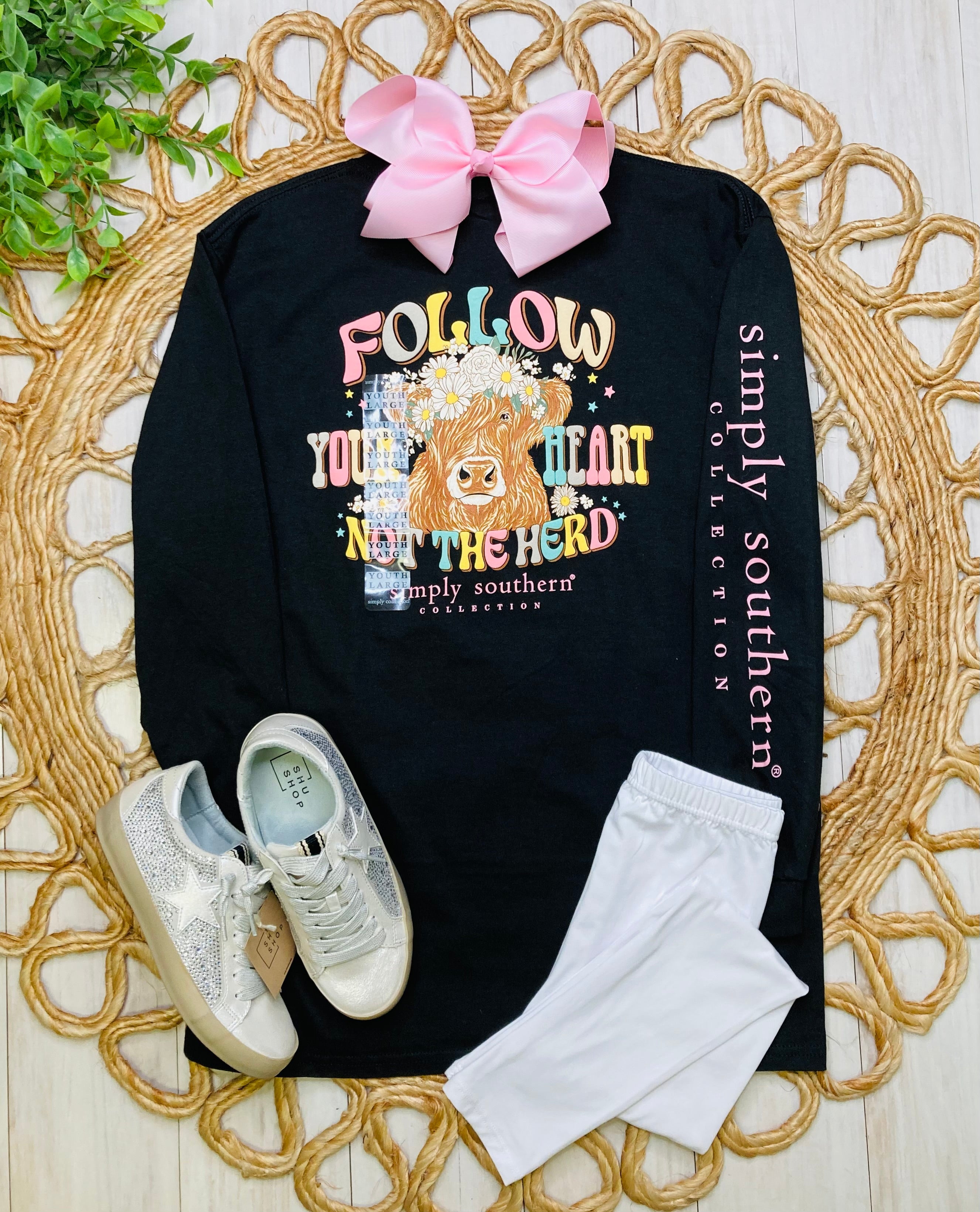 Girl's Simply Southern "Follow your heart not your herd" Graphic Tee - Mini Mee Boutique