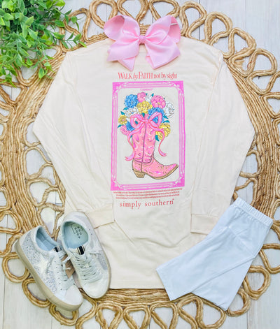 Girl's Simply Southern "Walk By Faith Not By Sight" Graphic Tee - Mini Mee Boutique