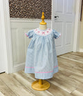 Girls Smocked Bow Seersucker Dress