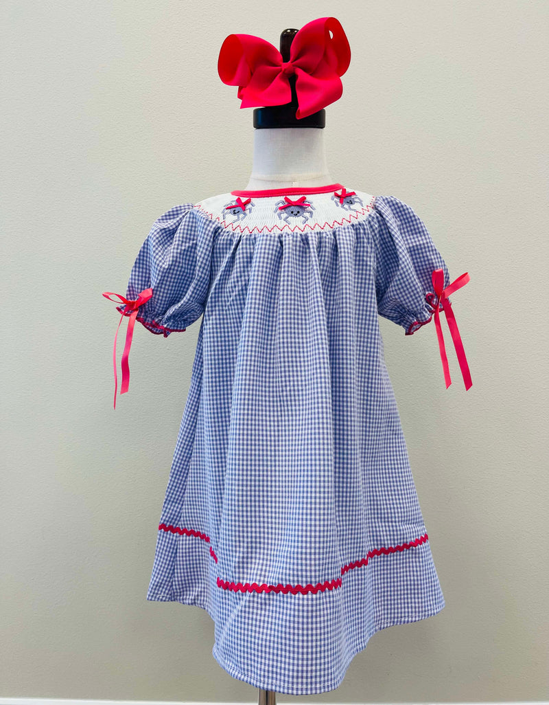 Girls Smocked Spider plaid Dress