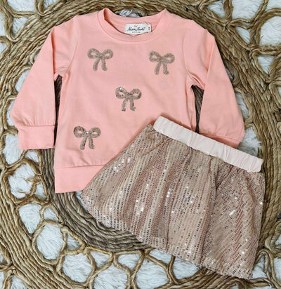 Girls Sparkle Bow Tulle Skirt Set