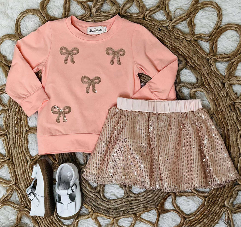 Girls Sparkle Bow Tulle Skirt Set