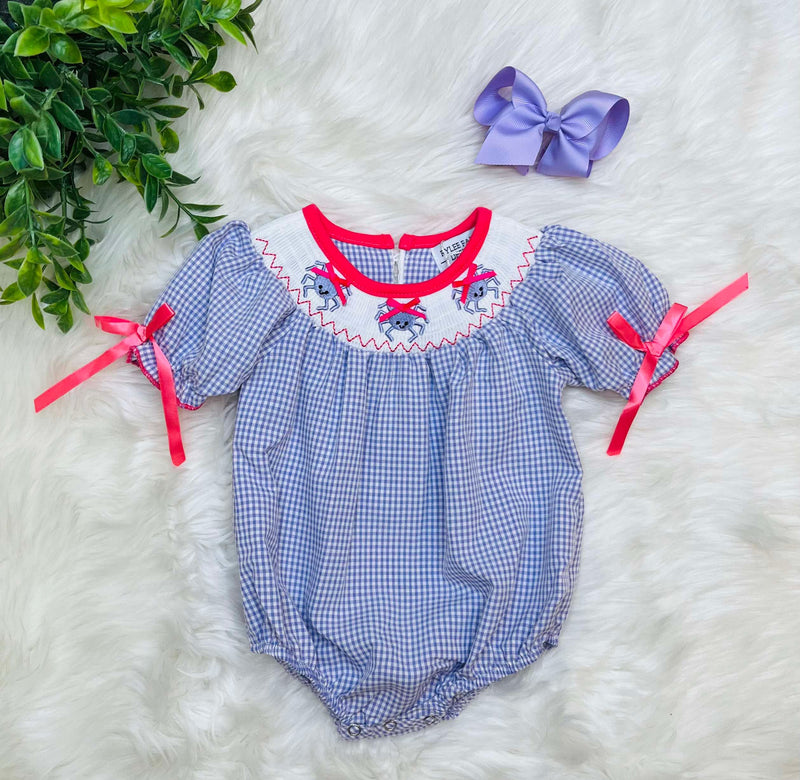 Girls Spider Smocked Bubble Romper