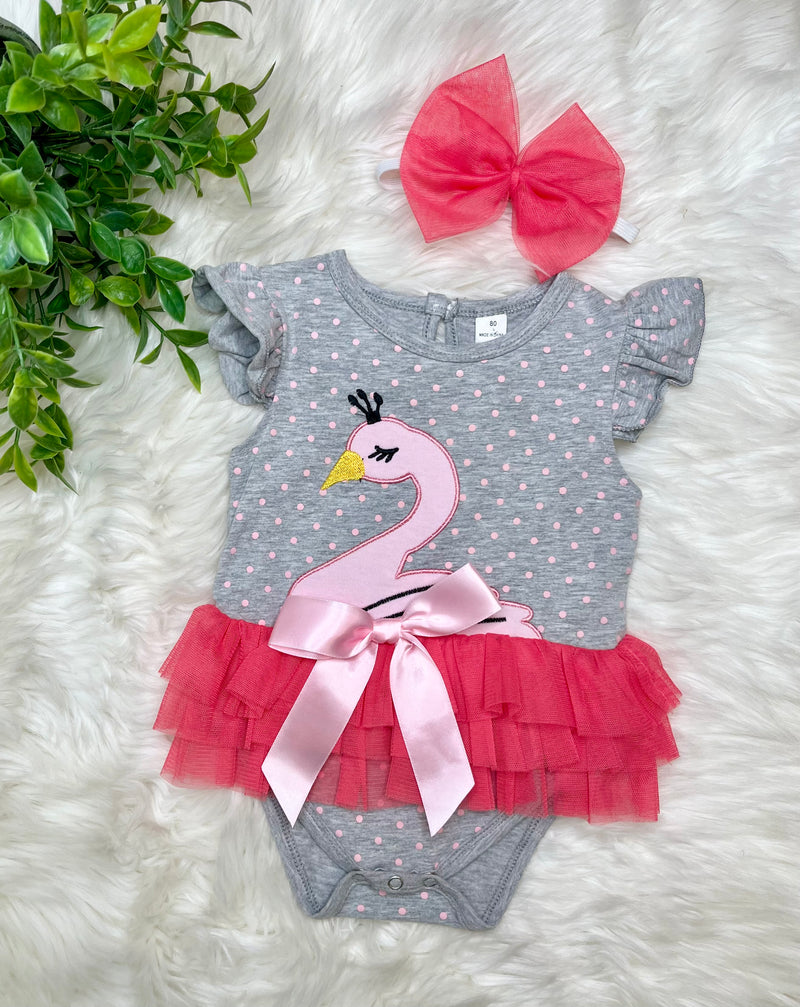 Girls Swan Tutu Onesie Headband Set