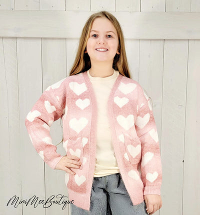Girl's Sweater of Hearts - Mini Mee Boutique