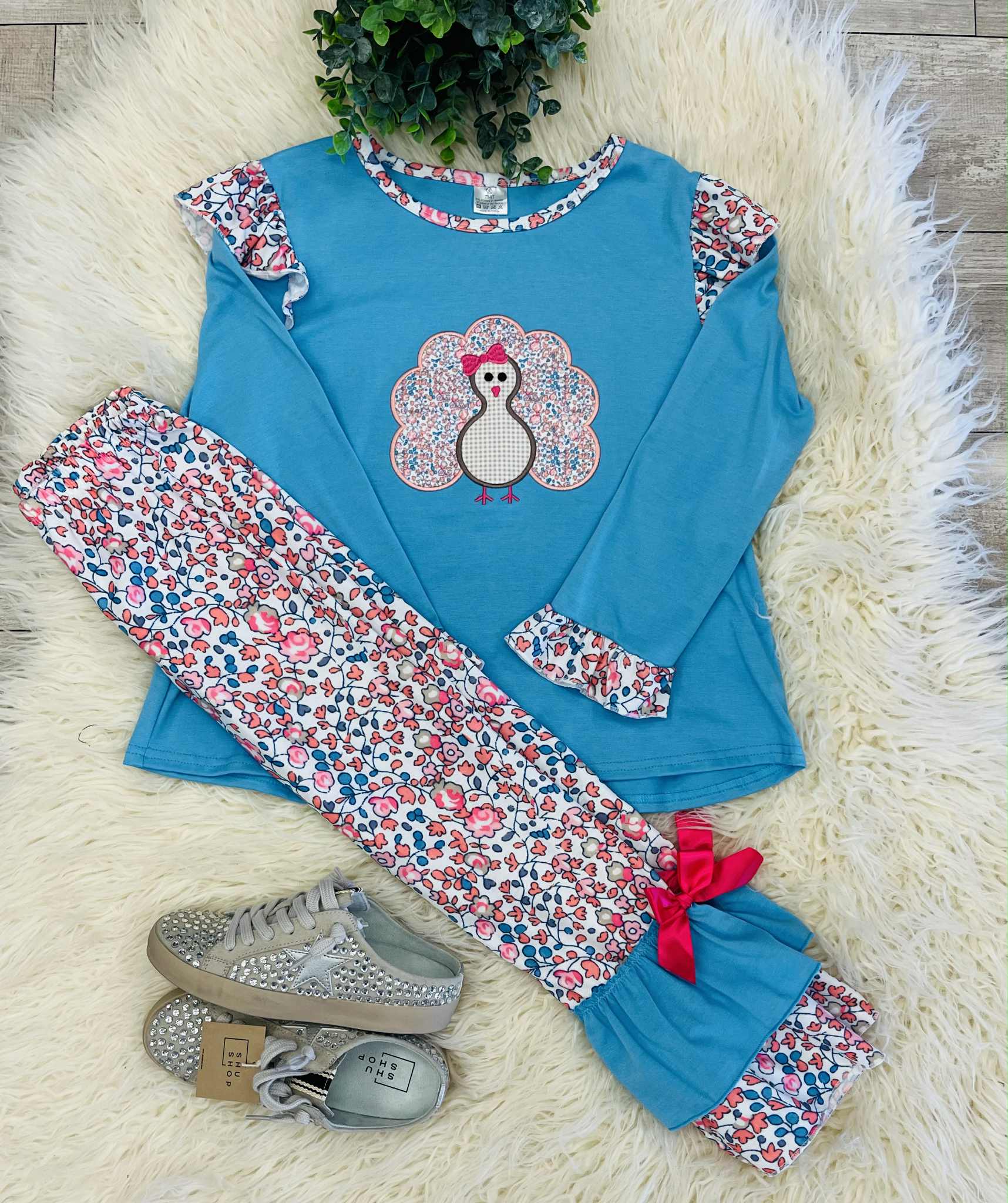 Girls Turkey Floral Outfit Set