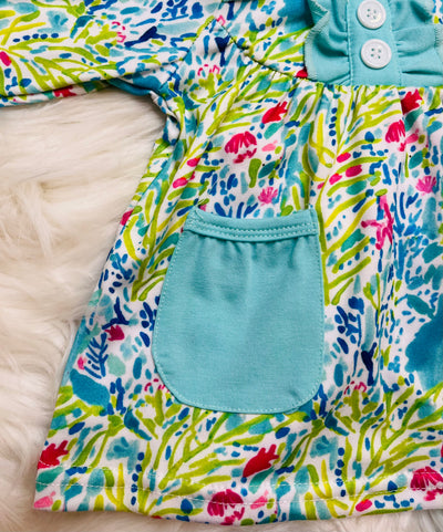 Girls Watercolor Ruffle Pants Set