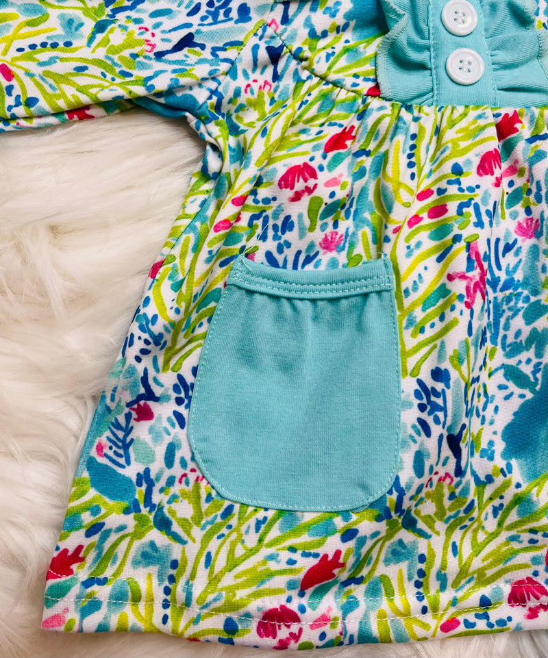 Girls Watercolor Ruffle Pants Set