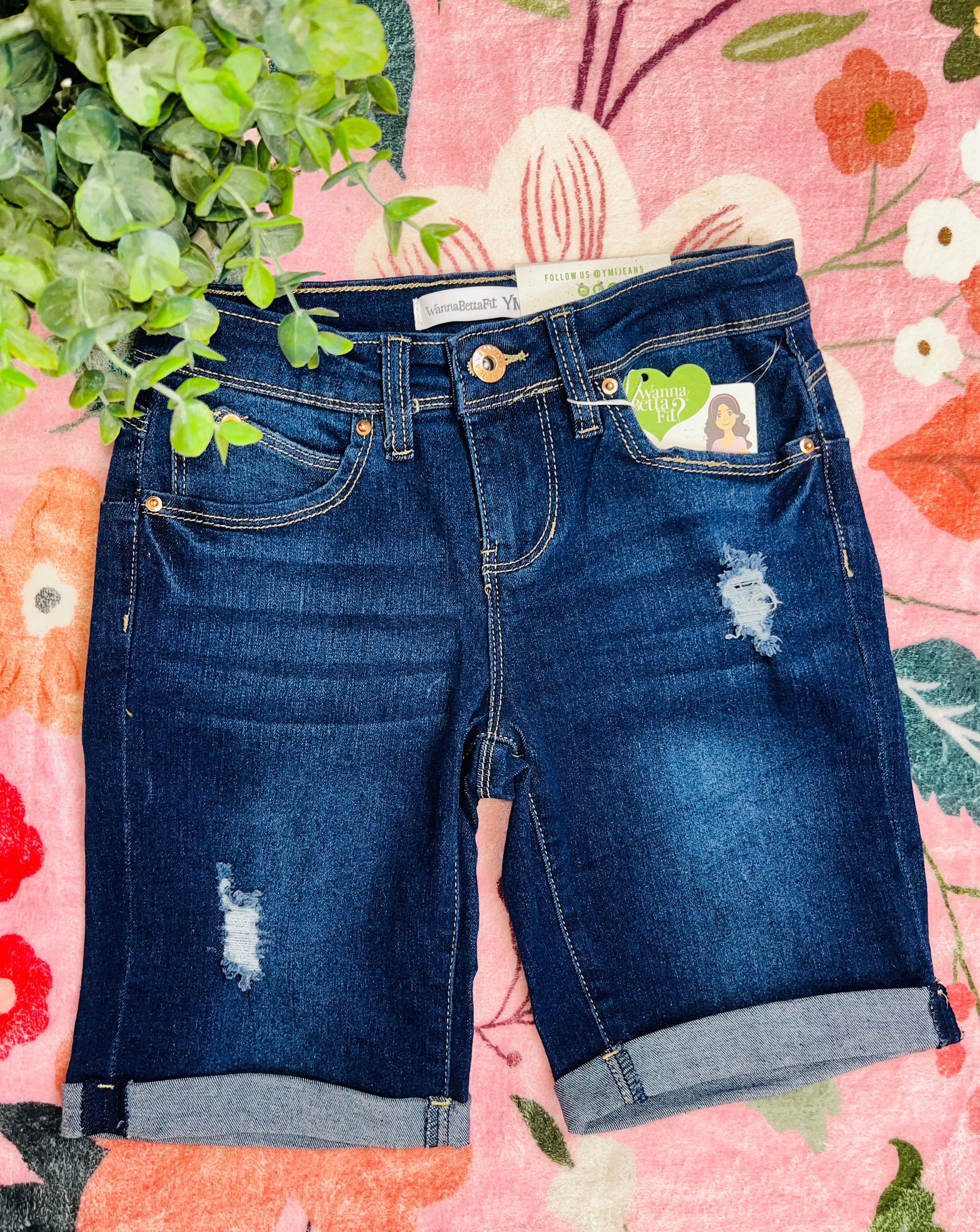 Girls YMI Dark Wash Jeans Shorts