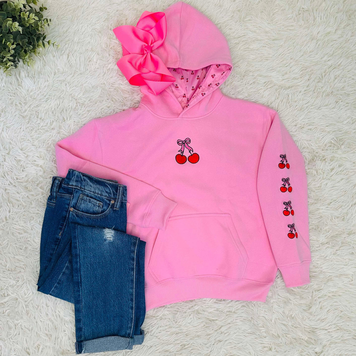Girl’s Youth Cherry Embroidery Sweater