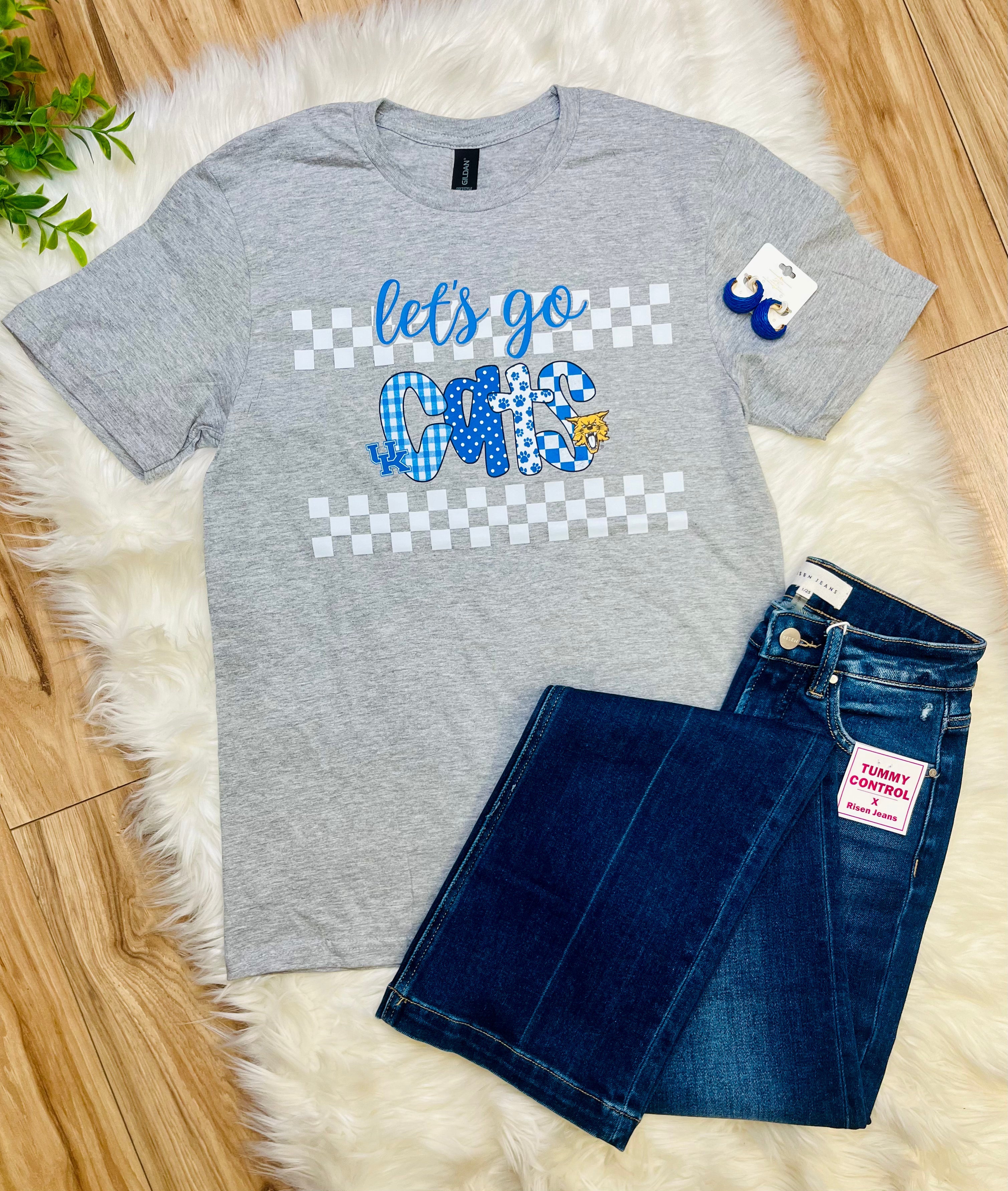 Gray “Let’s Go Cats”  Graphic Tee Women's