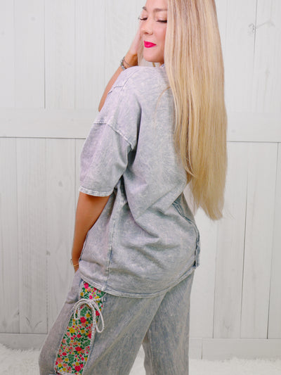 Grey Mineral Washed Flower Patch Set by J. Her