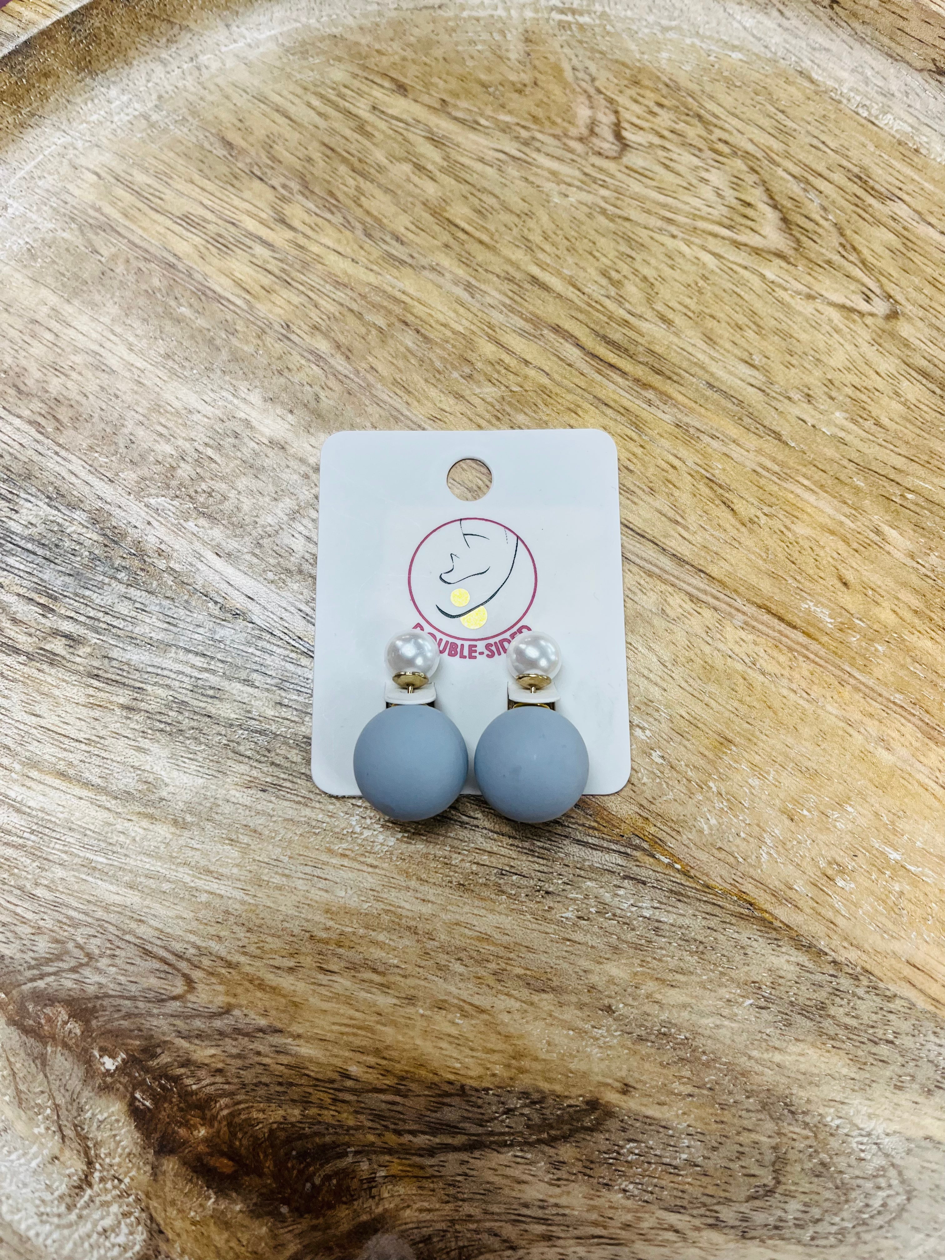 Grey Pearl Double Sided Earrings