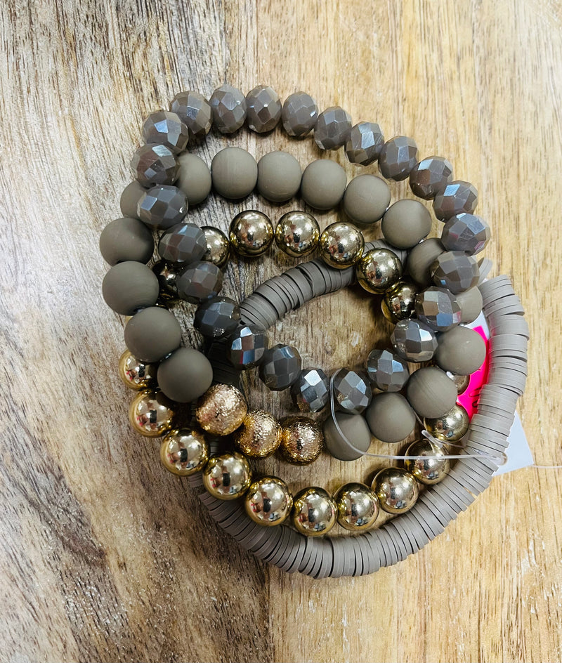 Grey and Green Bracelet 4-Set Jewelry
