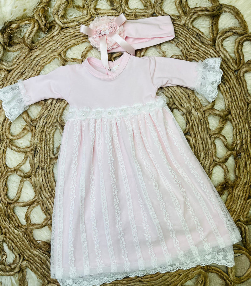 Haute Baby Dress Sleeper (Headband Included) Girls