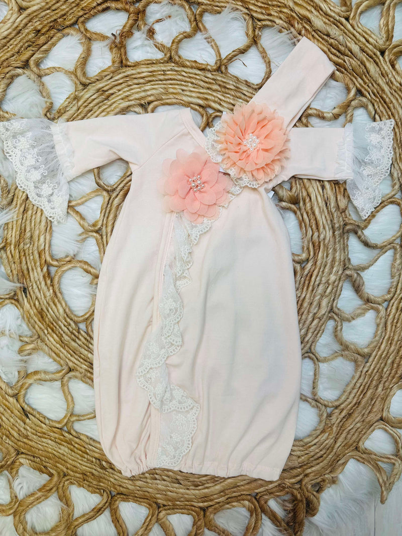 Haute Baby Peach Dream gown set