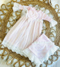 Haute Baby Precious Blush Gown Set With Bonnet