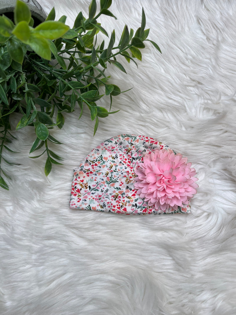 Haute baby pink floral cap