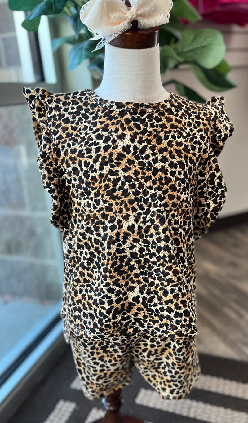 Hayden Girl Tan Leopard Print Two-Piece Set
