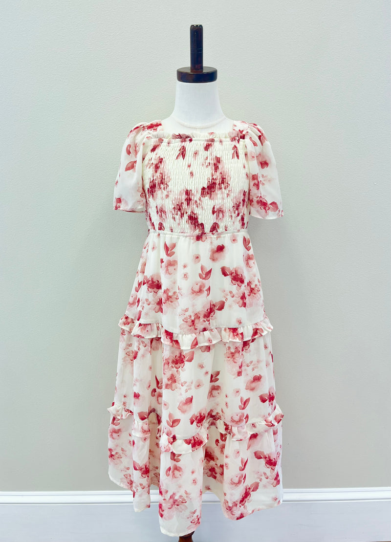 Hayden Girl’s Mauve Floral Tiered Dress