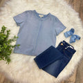 Hayden Girls Acid Wash Soft Blue Top