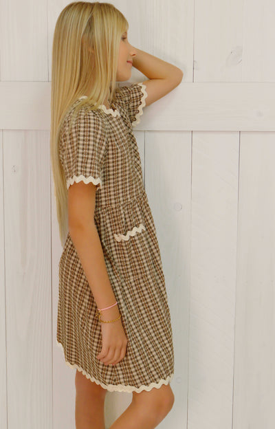 Hayden Girls Brown Gingham Dress