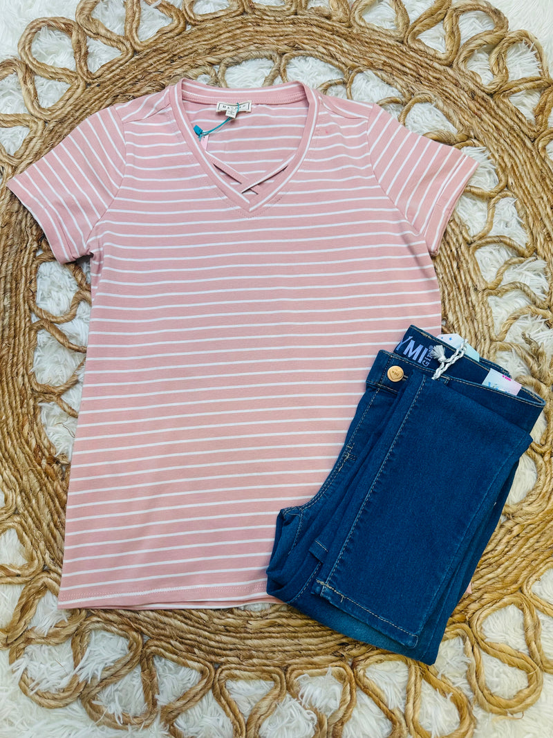 Hayden Girls Dusty Pink Stripe Top
