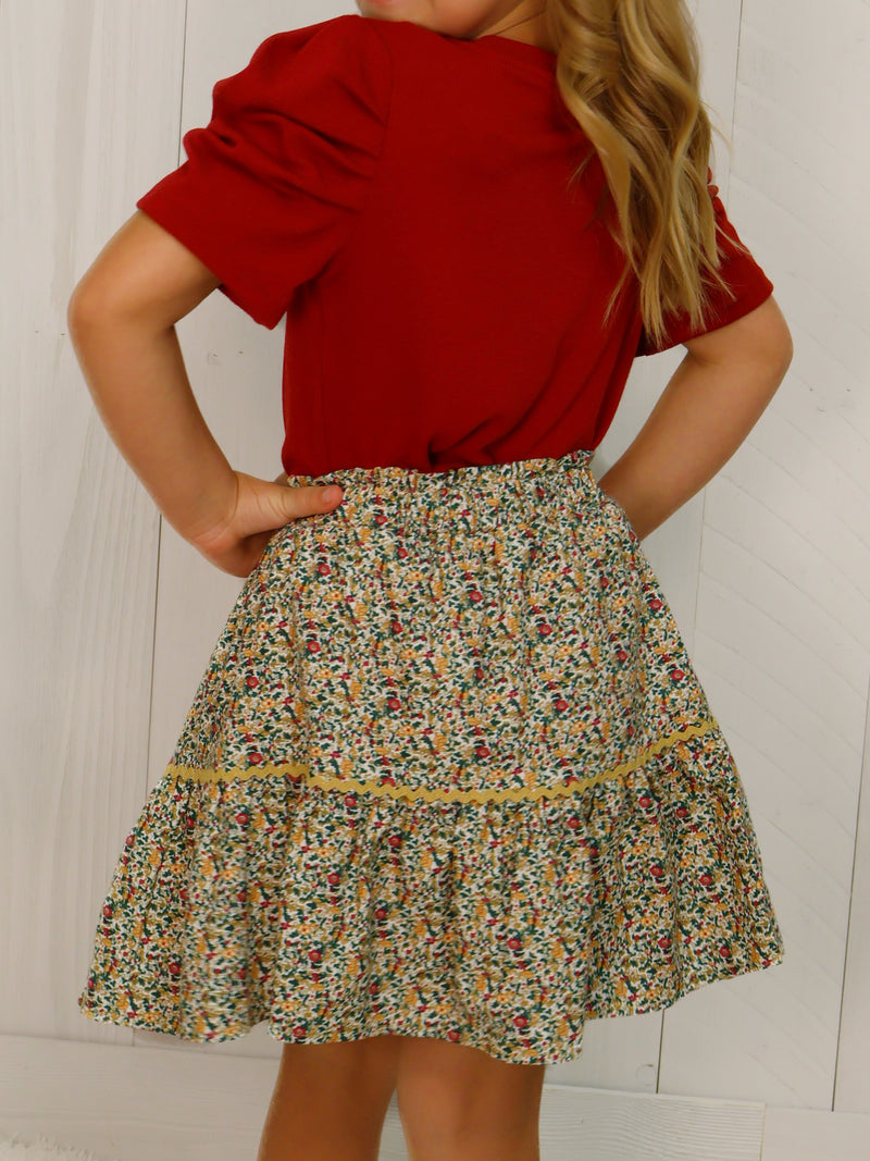 Hayden Girls Fall Floral Skort Set Top and Bottom