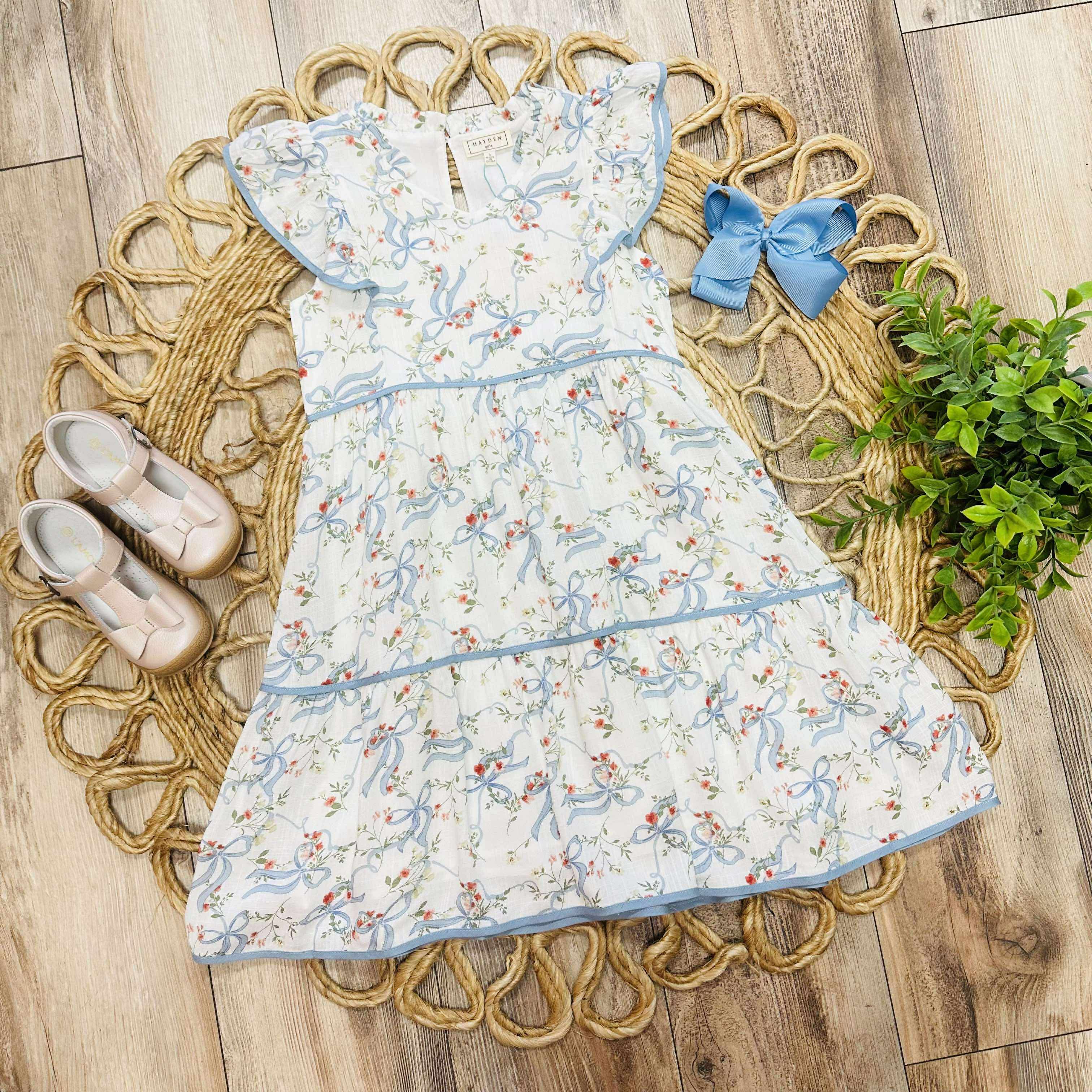 Hayden Girls Floral Ribbon Trim Dress