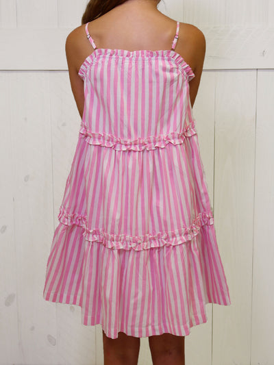 Hayden Girls Pink and White Striped Dress