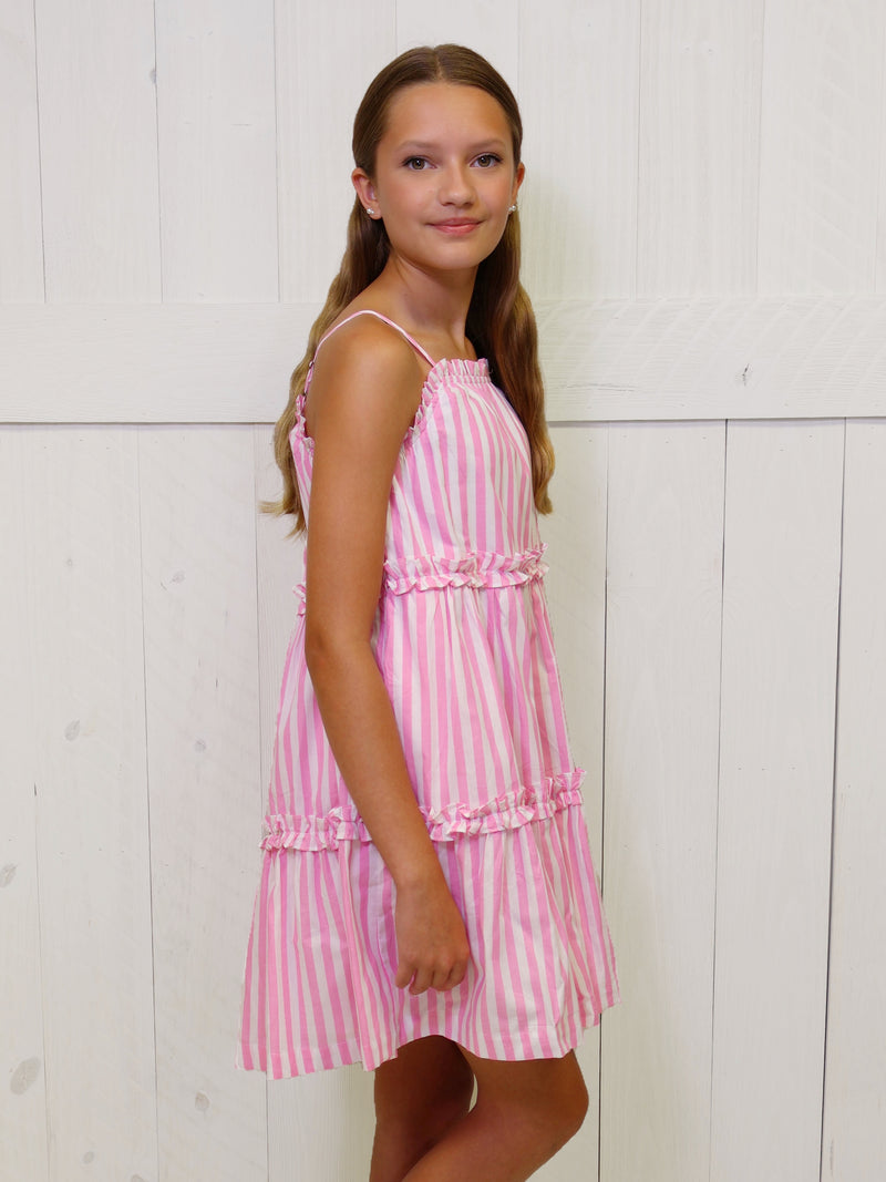 Hayden Girls Pink and White Striped Dress