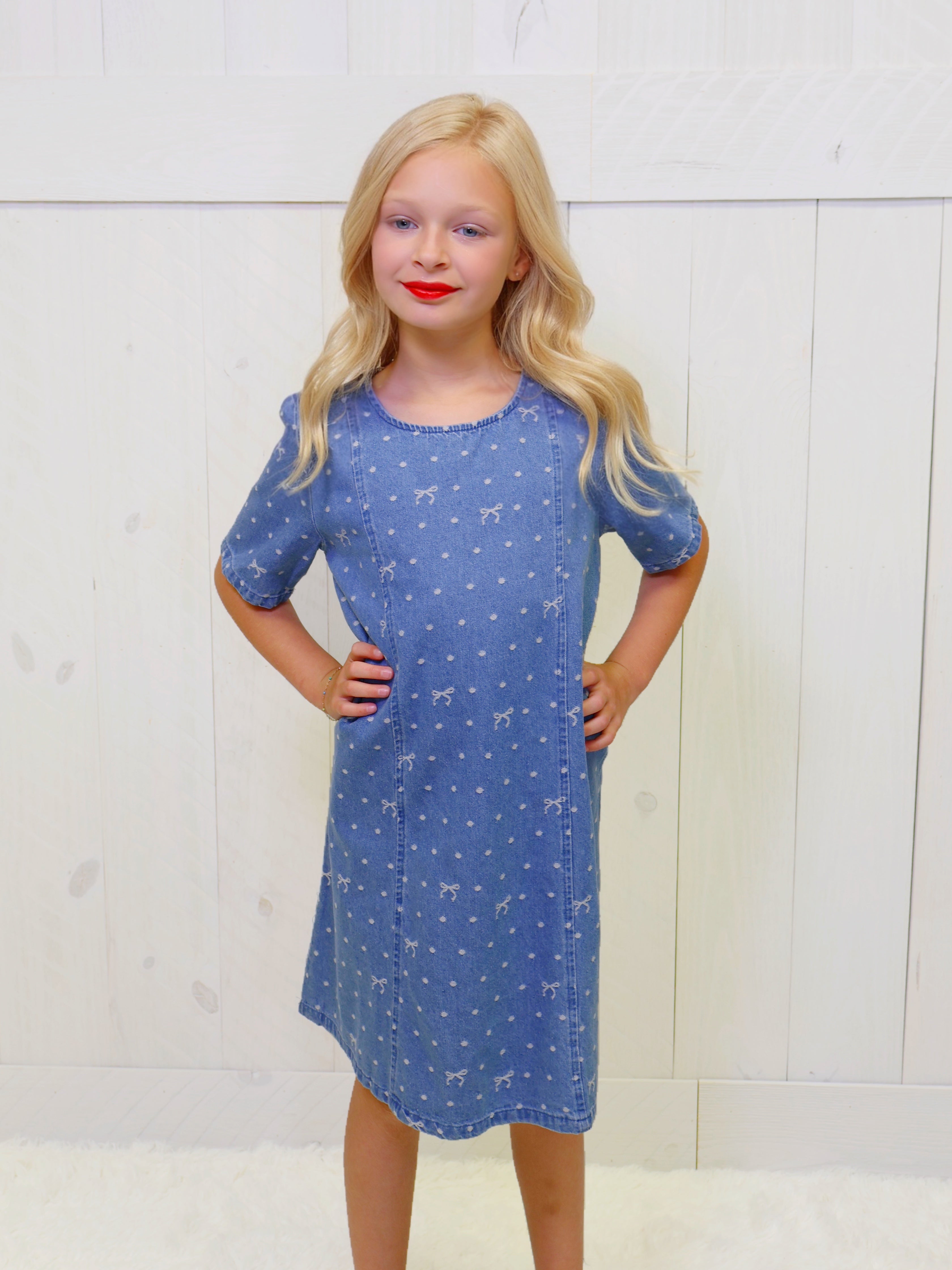Hayden Girls bow denim dress Tween