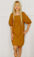 Hayden Girls Floral Camel Brown Dress