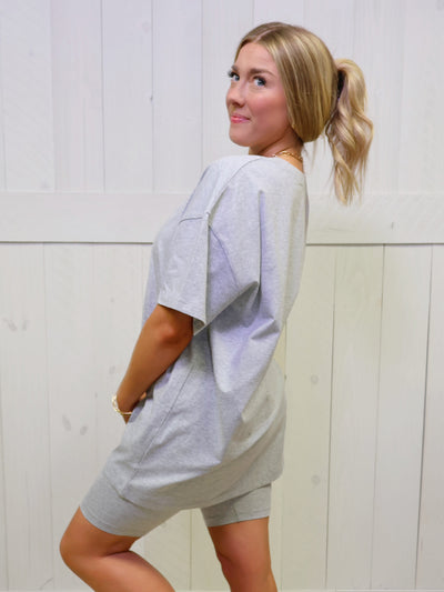 Heather Grey Zenana Biker Short Set