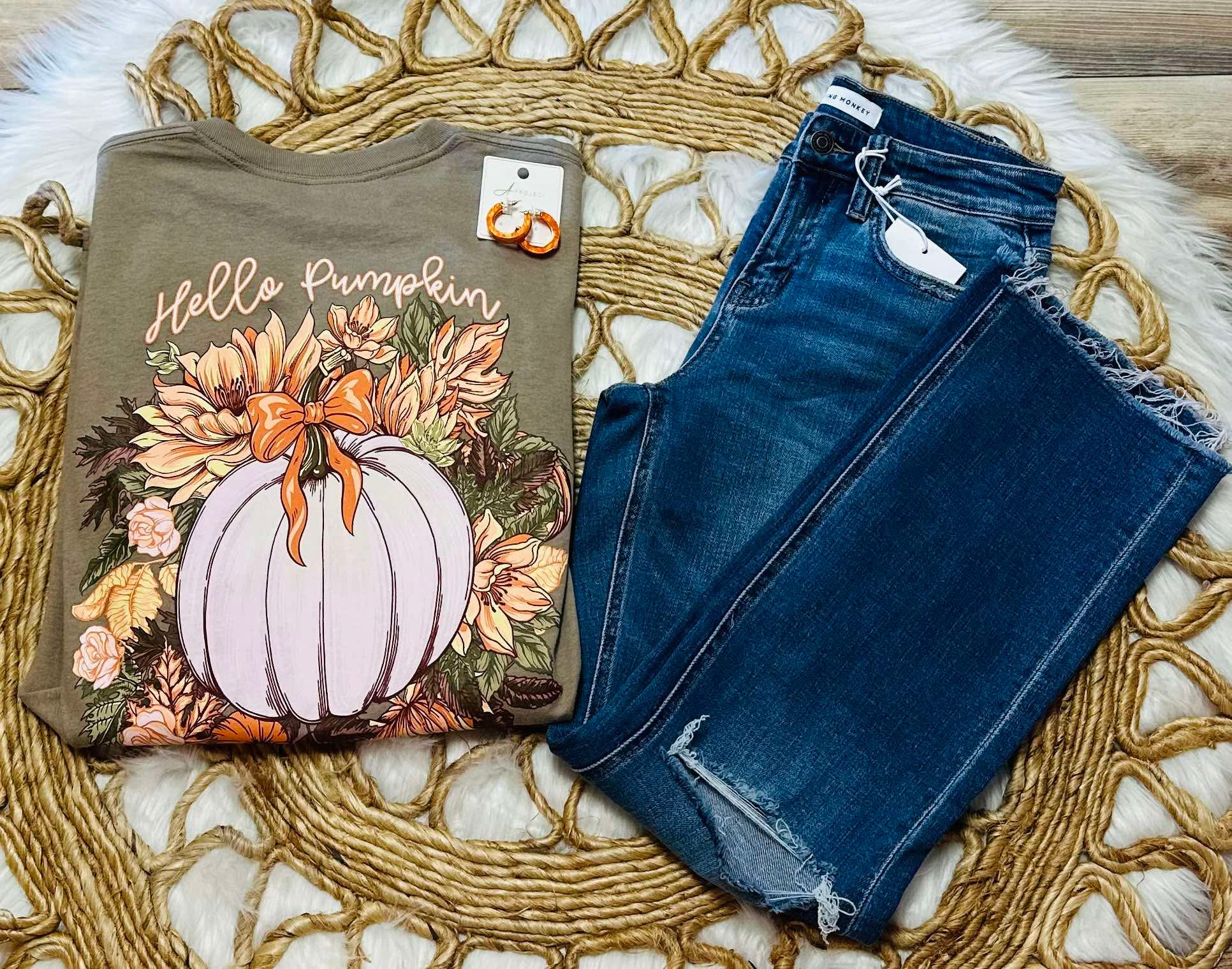 Hello Pumpkin Simply Southern Long Sleeve Tee Women's