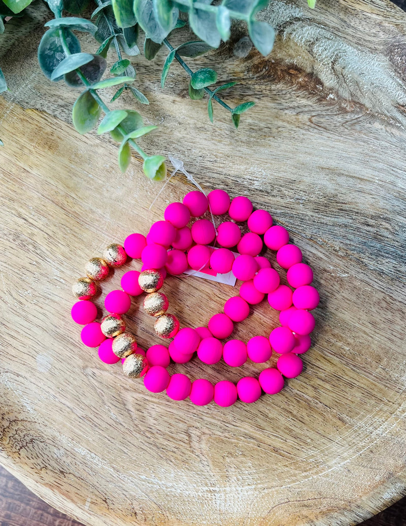 Hot Pink Beaded Bracelet