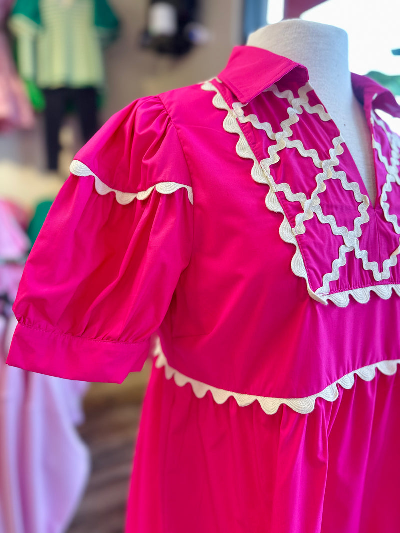 Hot Pink Bibbed Dress by Umgee