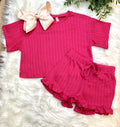 Hot pink ribbed ruffle set by good girls Outfit Tween