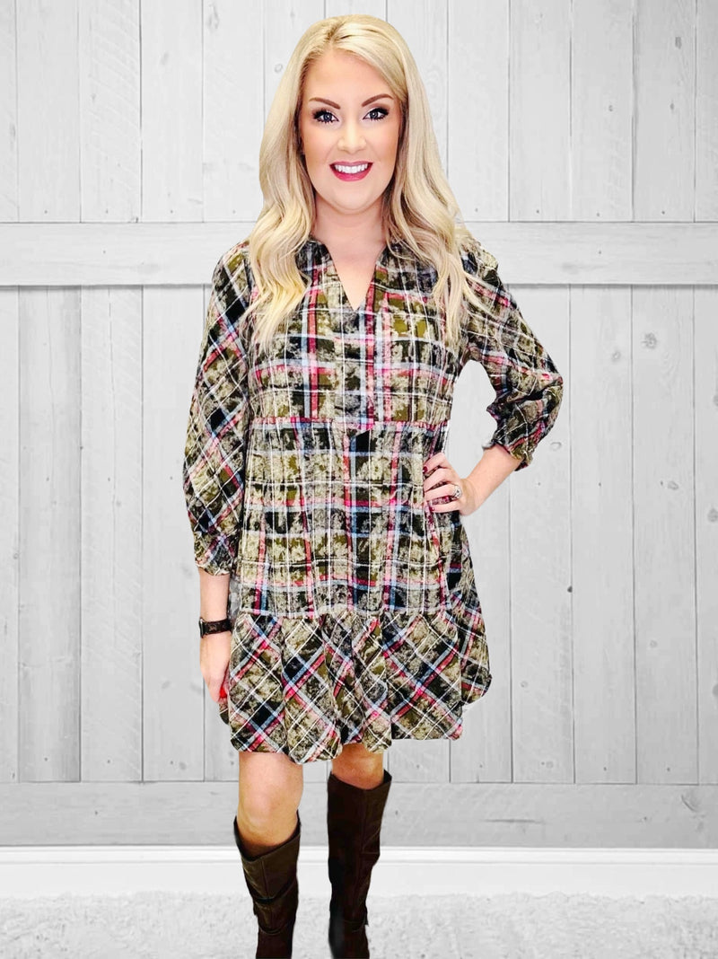 Mixed Color Plaid Dress