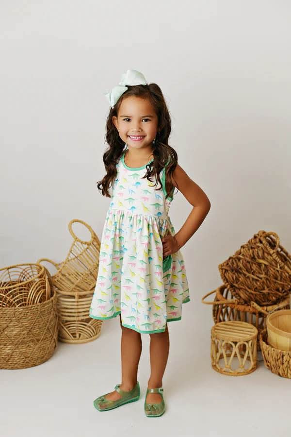 Girl’s swoon baby Dino dress - Mini Mee Boutique