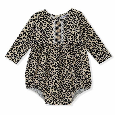 Girl’s serendipity cheetah bubble romper - Mini Mee Boutique