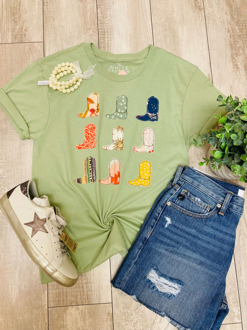 Women’s the white stitch Boot Green Tee