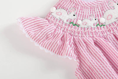 Pink Smocked Bunny Romper - Lil’ Cactus Brand - Mini Mee Boutique