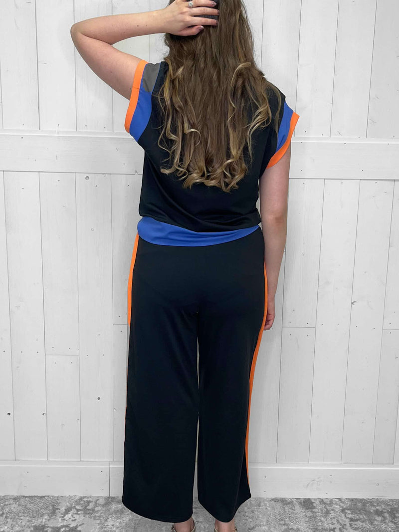 Evermee two piece black blue and orange set - Mini Mee Boutique
