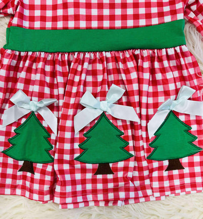 Girls Christmas Tree Plaid Set